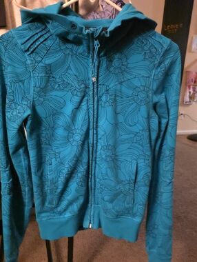 lululemon Scuba Teal Floral Zip Hoodie